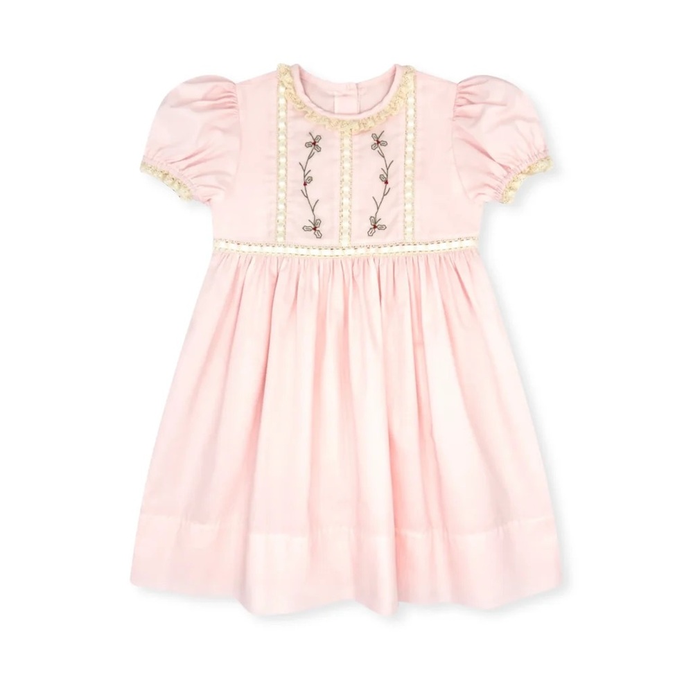 Lullaby Set Pink Holly Embroidered Dress 2T
